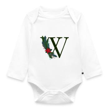 W – dekoratives Schriftzeichen – Weihnachten - Baby Bio-Langarm-Body - Weiß - Vorne
