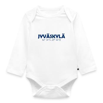 Jyväskylä - Finland - Coordinates - Longitude - Organic Longsleeve Baby Bodysuit - white - Front