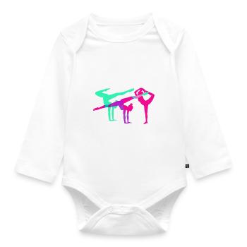 Gymnast, yoga, sports, exercises, dancing, gymnastics - Organic Longsleeve Baby Bodysuit - white - Front