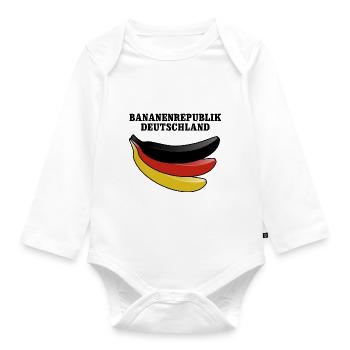 Bananenrepublik Deutschland Satire - Baby Bio-Langarm-Body - Weiß - Vorne
