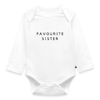 Favorite sister - Organic Longsleeve Baby Bodysuit - white - Front