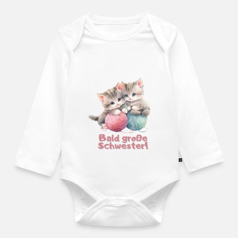Bald große Schwester - Baby Bio-Langarm-Body - Weiß