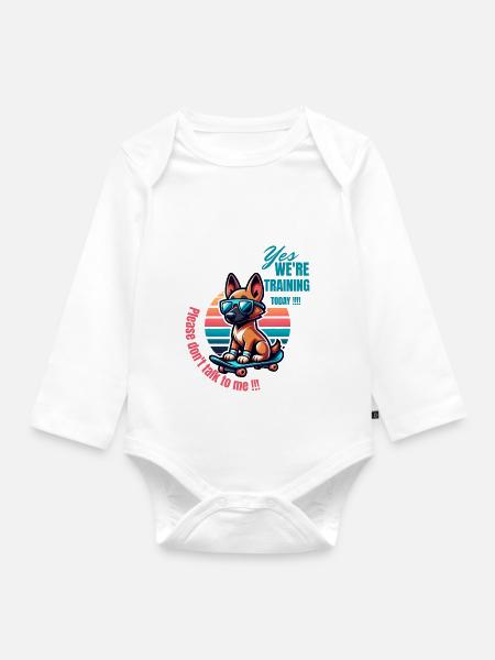 Hunde Training - Baby Bio-Langarm-Body - Weiß