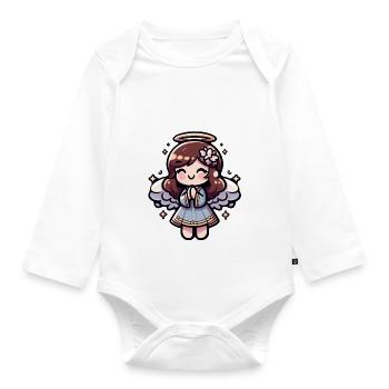 Cherubic Anime Angel - angelic, kawaii - Organic Longsleeve Baby Bodysuit - white - Front