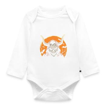 Halloween Horns Skull Costume - Creepy - Organic Longsleeve Baby Bodysuit - white - Front