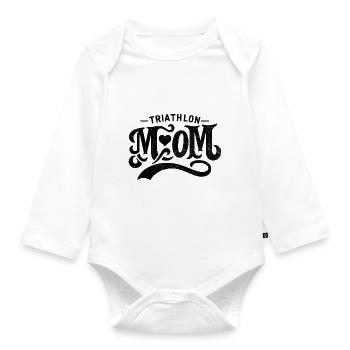 Triathlon Mama Schwimmen Rad Laufen Triathletin Mutter - Baby Bio-Langarm-Body - Weiß - Vorne