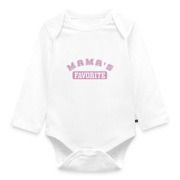 Mama's favorite pink - Organic Longsleeve Baby Bodysuit - white - Front