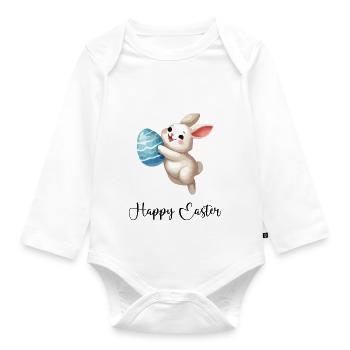 bunny rabbit easter bunny - Organic Longsleeve Baby Bodysuit - white - Front