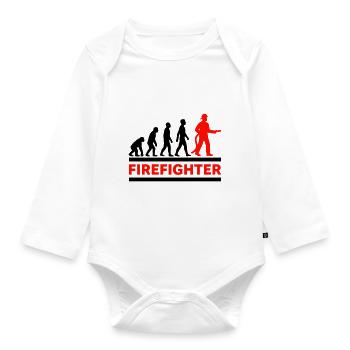 Evolution Feuerwehrmann Held Cooles Geschenk - Baby Bio-Langarm-Body - Weiß - Vorne