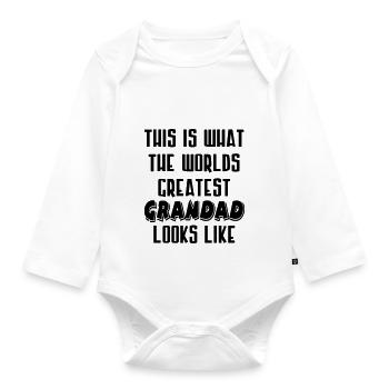 Worlds Greatest Grandad - Organic Longsleeve Baby Bodysuit - white - Front