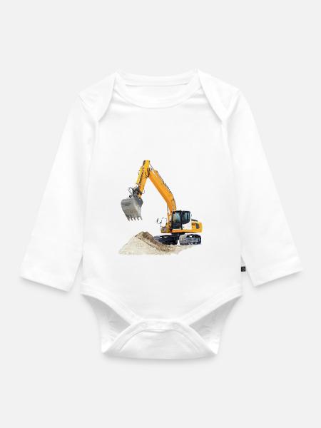 Bagger - Baby Bio-Langarm-Body - Weiß