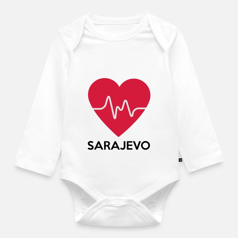 coeur Sarajevo - Body Bébé bio manches longues - blanc