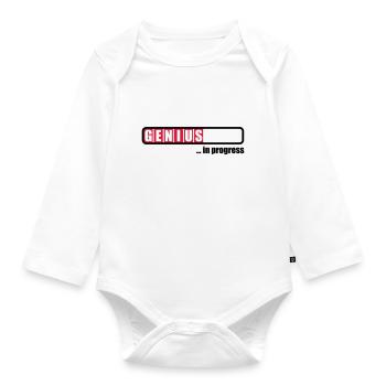 Genius in progress - Organic Longsleeve Baby Bodysuit - white - Front