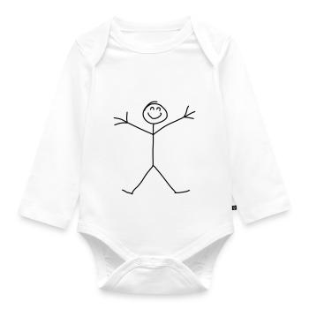 Stick Figure - Baby Bio-Langarm-Body - Weiß - Vorne