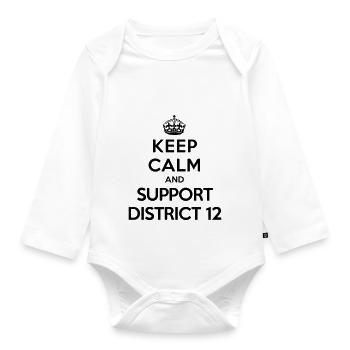 Keep calm and support District 12 (Hunger Games) - Organic Longsleeve Baby Bodysuit - white - Front