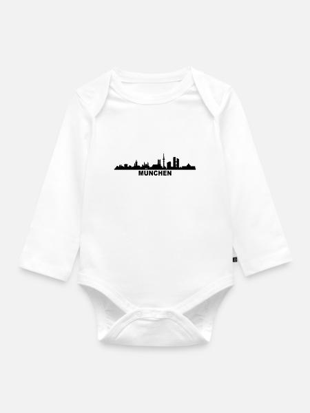 Skyline München - Baby Bio-Langarm-Body - Weiß