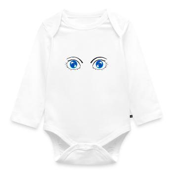 blue eyes - Organic Longsleeve Baby Bodysuit - white - Front