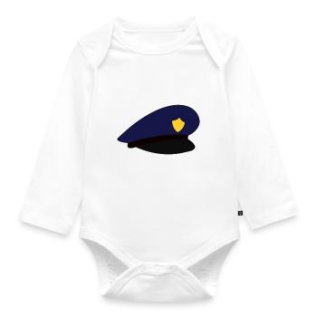 Polizeimütze Mütze Polizei - Baby Bio-Langarm-Body - Weiß - Vorne