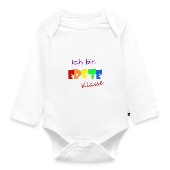 Ich bin erste Klasse Einschulung - Baby Bio-Langarm-Body - Weiß - Vorne