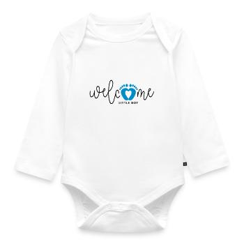Le petit garçon est né. cartes de naissance. - Body Bébé bio manches longues - blanc - Devant