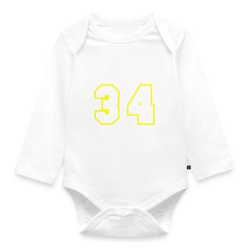 34 Zahl symbol - Baby Bio-Langarm-Body - Weiß - Vorne