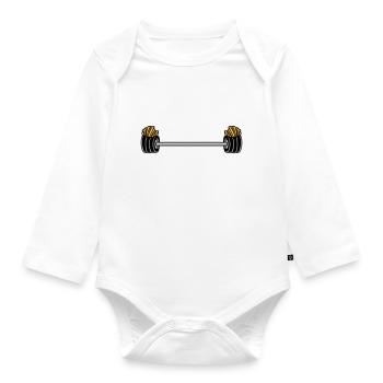 Weightlifting French Fries Bodybuilder - Organic Longsleeve Baby Bodysuit - white - Front