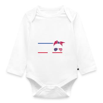Who voted for Biden owes me gas money - Organic Longsleeve Baby Bodysuit - white - Front