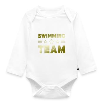 Swimming Team - Organic Longsleeve Baby Bodysuit - white - Front