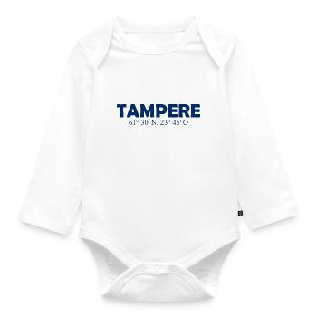 Tampere - Finlande - Coordonnées - Longitude - Body Bébé bio manches longues - blanc - Devant