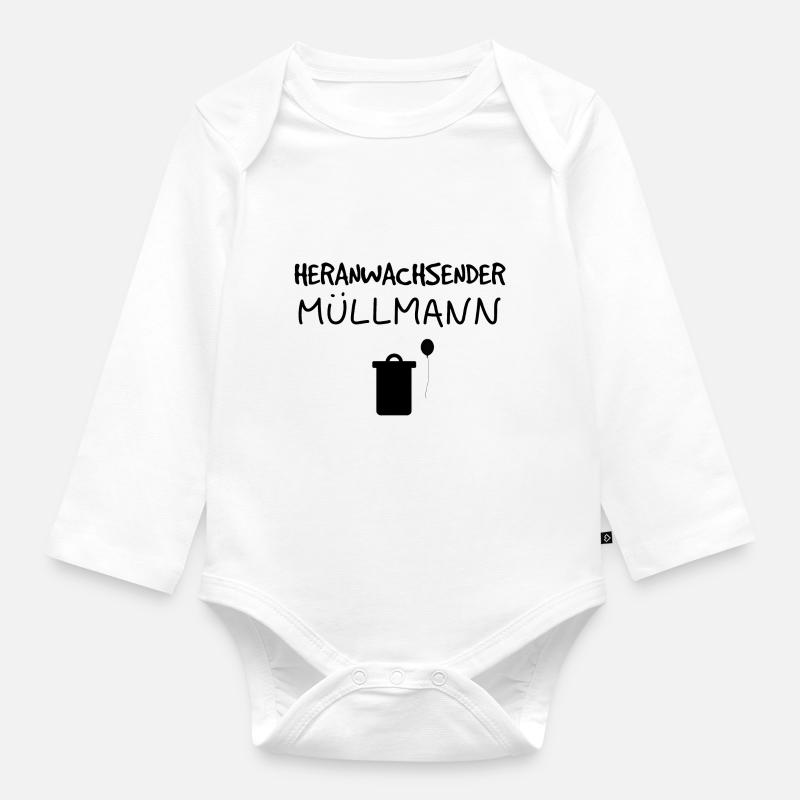 Heranwachsender Müllmann - Baby Bio-Langarm-Body - Weiß