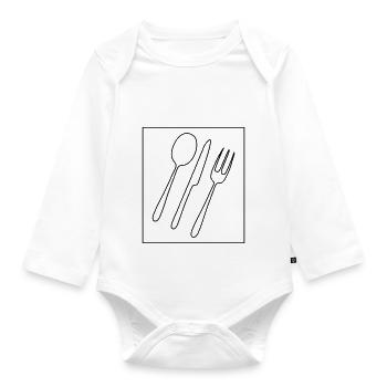 Messer Gabel Löeffel - Baby Bio-Langarm-Body - Weiß - Vorne