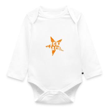 LUCKY CREATURE - GlücksTshirt - used look - Stern - Baby Bio-Langarm-Body - Weiß - Vorne