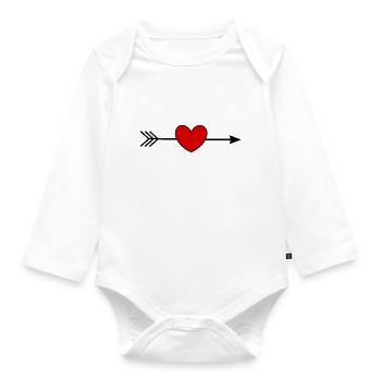 Valentines Red Heart, Valentine's Day - Organic Longsleeve Baby Bodysuit - white - Front