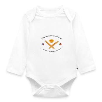 Baguette Pastel - le design des franco-portugais - Body Bébé bio manches longues - blanc - Devant