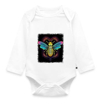 peace symbol dove of peace hippy jokes - Organic Longsleeve Baby Bodysuit - white - Front
