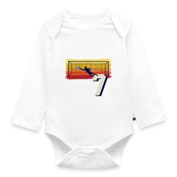Fußball Torwart 7. Geburtstag Keeper - Baby Bio-Langarm-Body - Weiß - Vorne