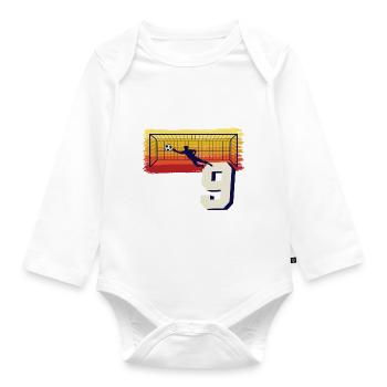 Fußball Torwart 9. Geburtstag Keeper - Baby Bio-Langarm-Body - Weiß - Vorne