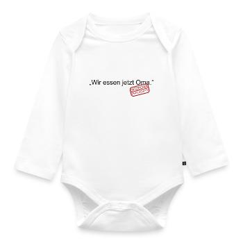 Wir essen jetzt Oma Satzzeichen Leben retten Komma - Baby Bio-Langarm-Body - Weiß - Vorne