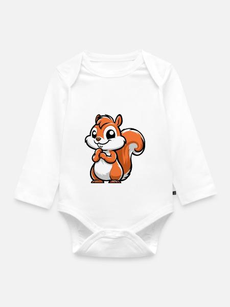 Freches kleines Eichhörnchen - Baby Bio-Langarm-Body - Weiß