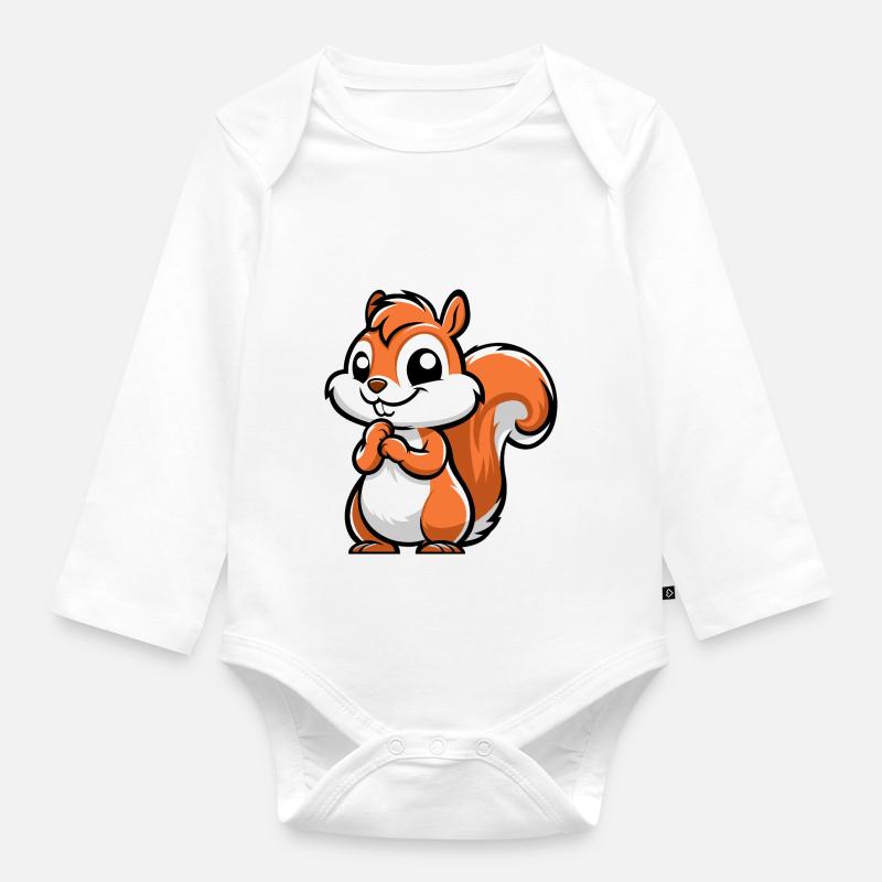 Freches kleines Eichhörnchen - Baby Bio-Langarm-Body - Weiß