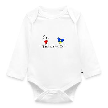 Feet in Poland, heart in Ukraine - Organic Longsleeve Baby Bodysuit - white - Front