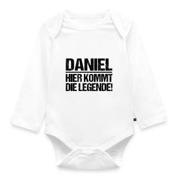 First name Daniel - Organic Longsleeve Baby Bodysuit - white - Front