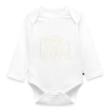 Poor Ugly Happy 6 - Baby Bio-Langarm-Body - Weiß - Vorne