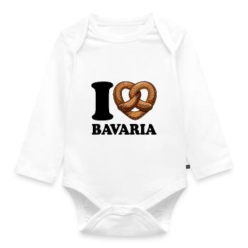 I Love Bavaria Pretzel - Heart - Saying - Organic Longsleeve Baby Bodysuit - white - Front