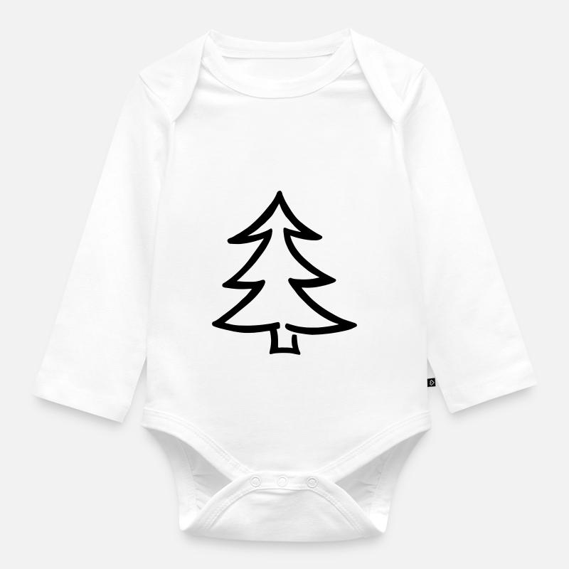 Arbre de Noël - Body Bébé bio manches longues - blanc