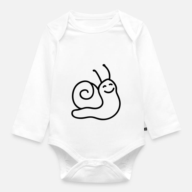 Escargot heureux - Line - Body Bébé bio manches longues - blanc