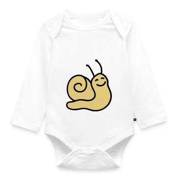 Cheerful Snail - Organic Longsleeve Baby Bodysuit - white - Front