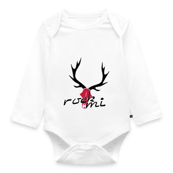 rock mi - Organic Longsleeve Baby Bodysuit - white - Front