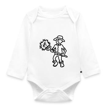 Farmer hay - line - Organic Longsleeve Baby Bodysuit - white - Front