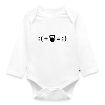 Formula For Happiness (Kettlebell) - Organic Longsleeve Baby Bodysuit - white - Front